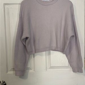 Bershka Cropped Crewneck Sweater in Soft Lavender